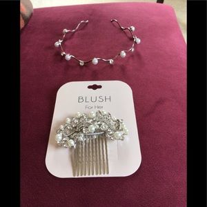 Bridal rhinestone and pearl hair comb & head band.